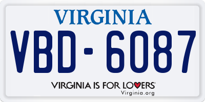 VA license plate VBD6087