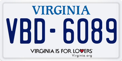 VA license plate VBD6089