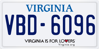 VA license plate VBD6096