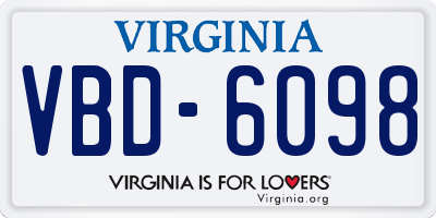 VA license plate VBD6098