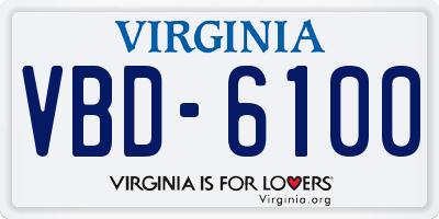 VA license plate VBD6100