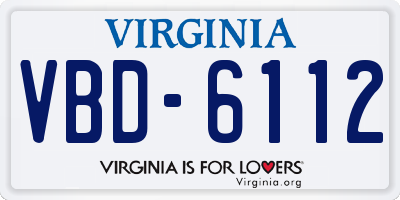 VA license plate VBD6112