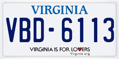 VA license plate VBD6113