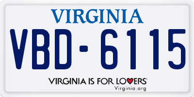 VA license plate VBD6115