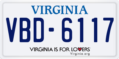 VA license plate VBD6117