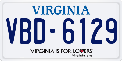 VA license plate VBD6129