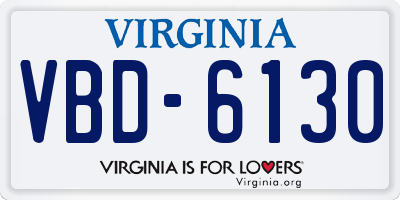 VA license plate VBD6130