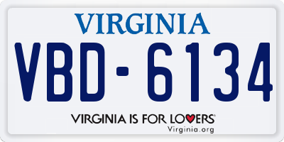 VA license plate VBD6134