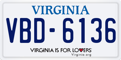 VA license plate VBD6136