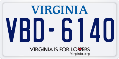 VA license plate VBD6140