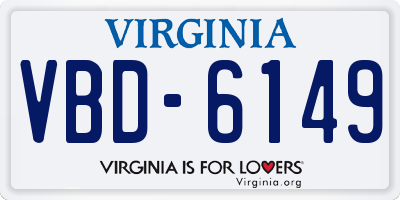VA license plate VBD6149