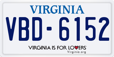 VA license plate VBD6152