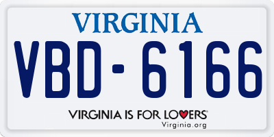 VA license plate VBD6166