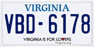 VA license plate VBD6178