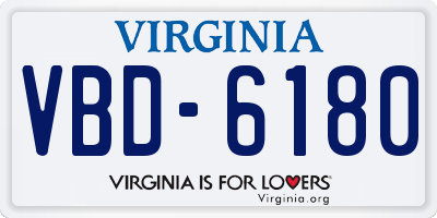 VA license plate VBD6180