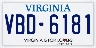 VA license plate VBD6181