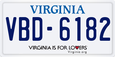 VA license plate VBD6182