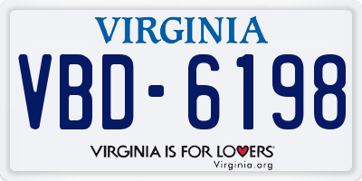 VA license plate VBD6198