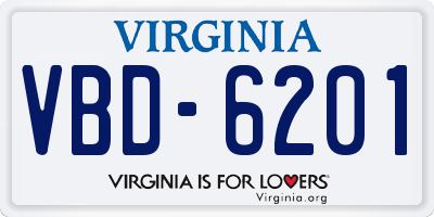 VA license plate VBD6201