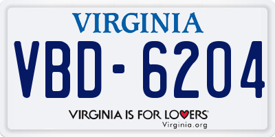 VA license plate VBD6204