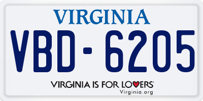 VA license plate VBD6205