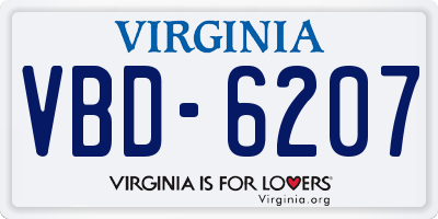 VA license plate VBD6207