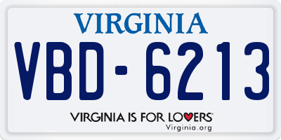 VA license plate VBD6213