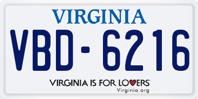 VA license plate VBD6216
