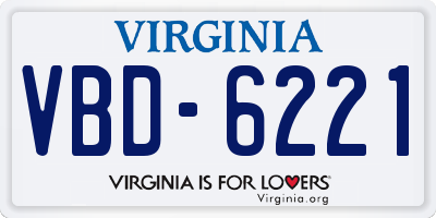 VA license plate VBD6221
