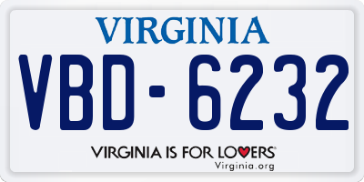 VA license plate VBD6232