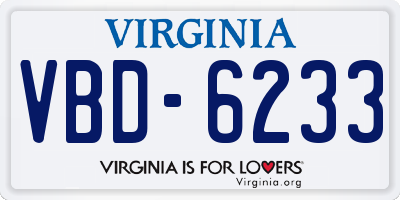 VA license plate VBD6233