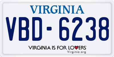 VA license plate VBD6238