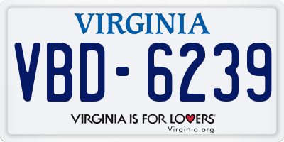 VA license plate VBD6239