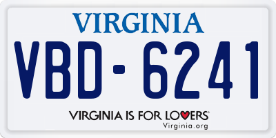 VA license plate VBD6241