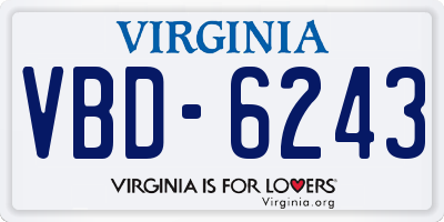 VA license plate VBD6243