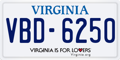 VA license plate VBD6250