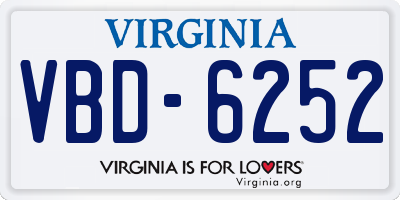 VA license plate VBD6252