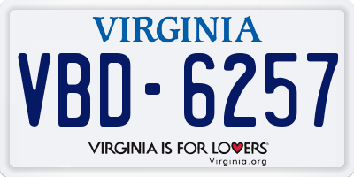 VA license plate VBD6257