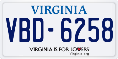 VA license plate VBD6258