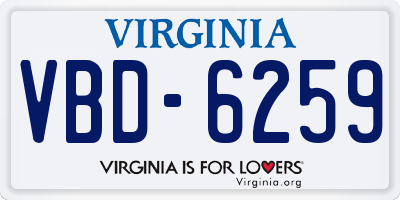 VA license plate VBD6259