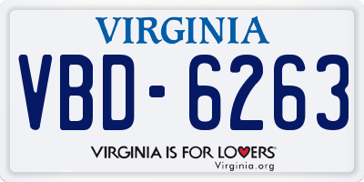 VA license plate VBD6263