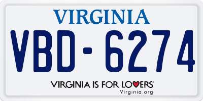 VA license plate VBD6274