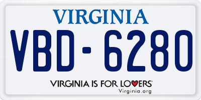 VA license plate VBD6280