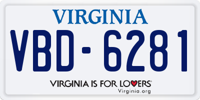 VA license plate VBD6281