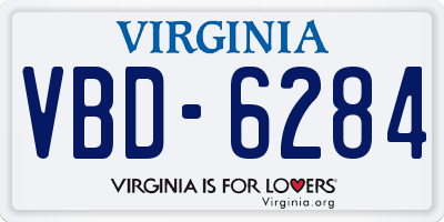 VA license plate VBD6284