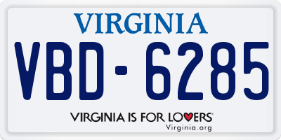 VA license plate VBD6285
