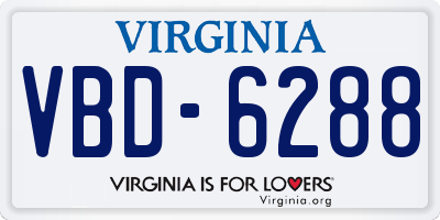 VA license plate VBD6288