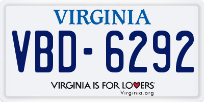 VA license plate VBD6292