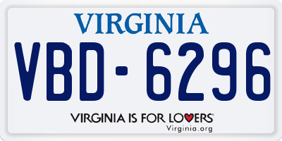 VA license plate VBD6296