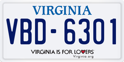 VA license plate VBD6301